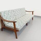 Banquette canapé 3 places scandinave Arne Wahl Iversen pour Komfort en teck