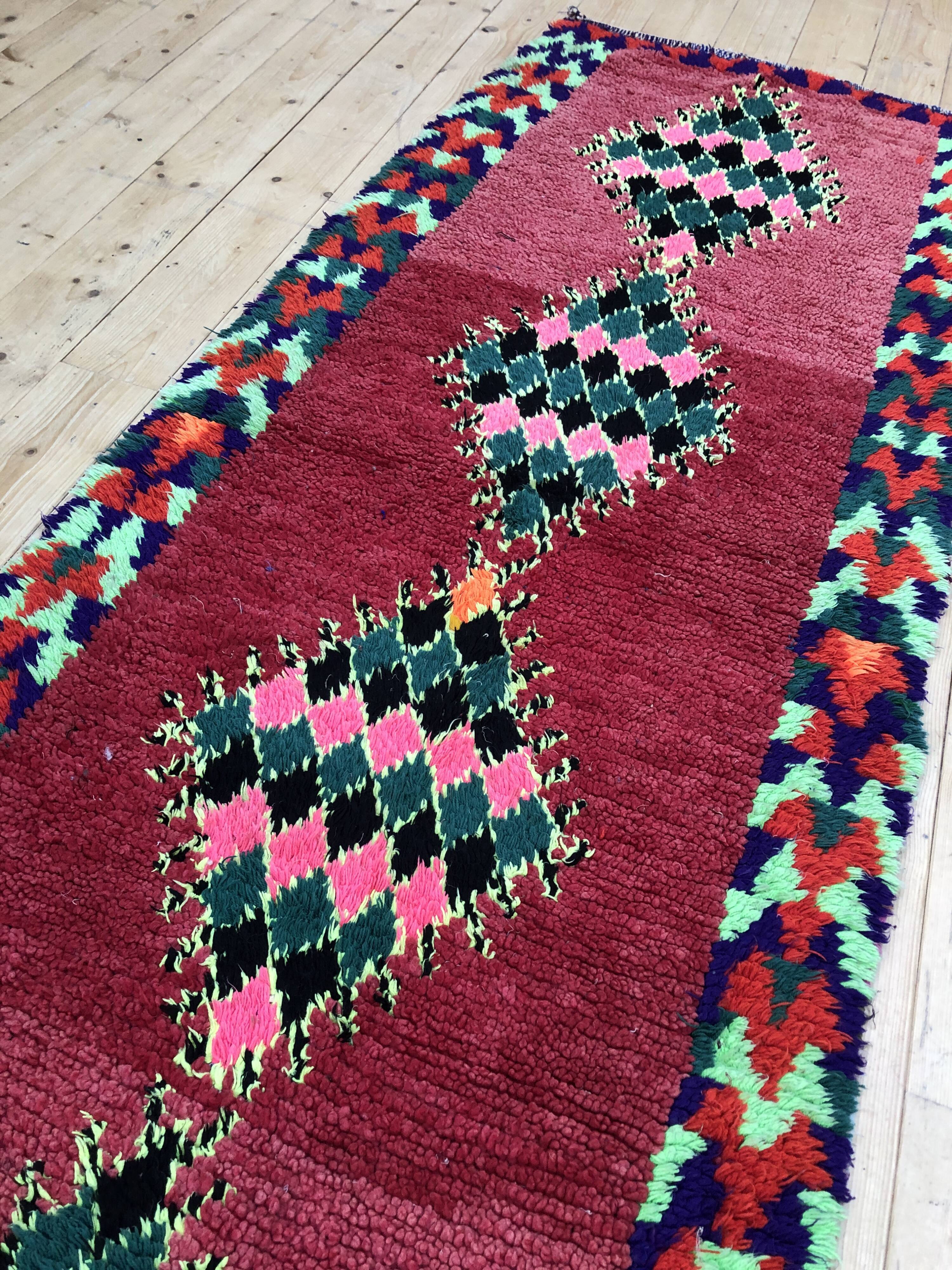 Moroccan Berber carpet old Azilal corridor 2,4x0.9m