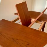 Round teak dining table Scandinavian design