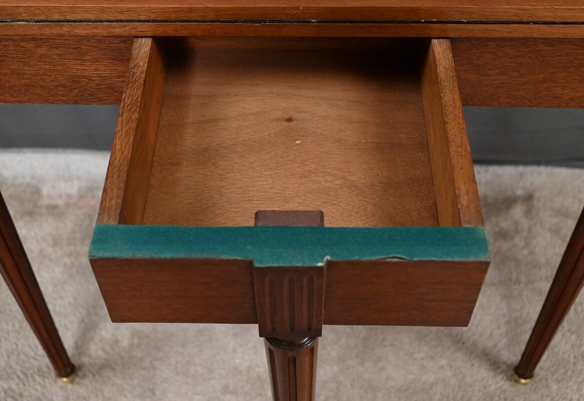 Table à jeux demi-lune en acajou, style Louis XVI – début XXe