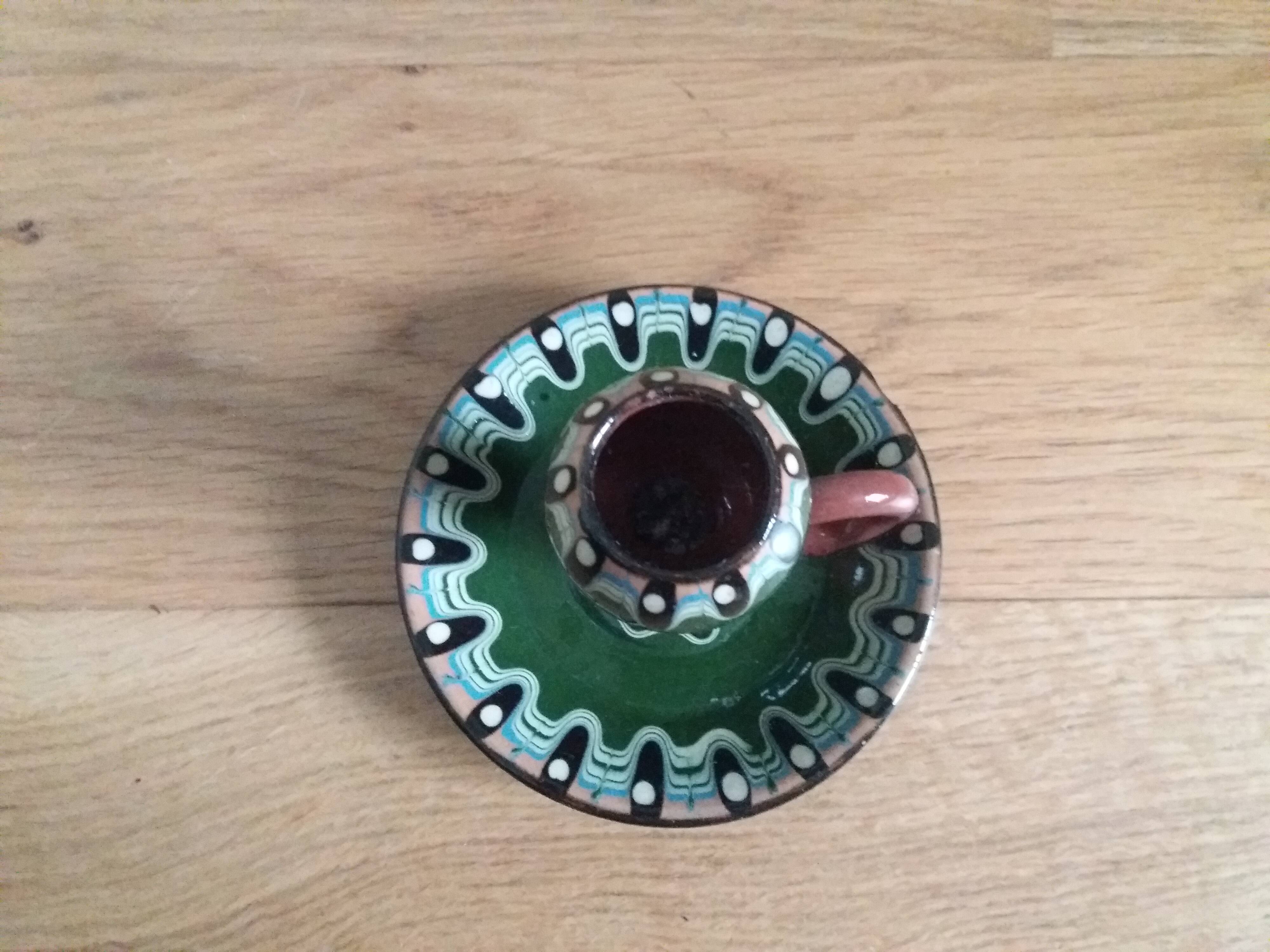 Trojan glazed ceramic cellar rat candle holder Bulgaria