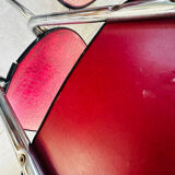 Pair of raspberry-colored chairs from the 60s/70s with metal legs