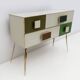 Postmodern Italian Dresser/Chest Colored Glass and Brass, 1980s