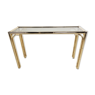 Brass faux bamboo console table, 1970s