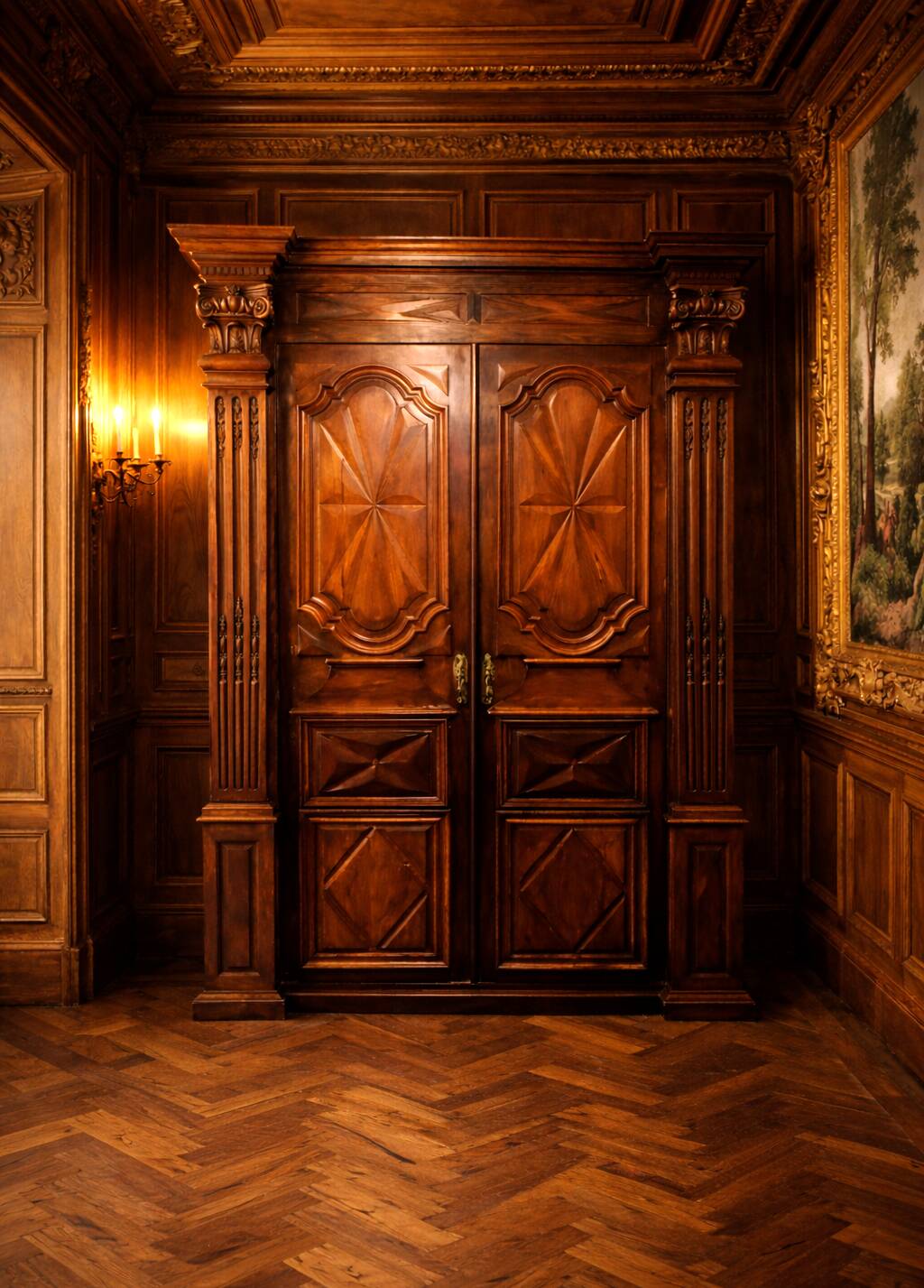 Entrance wardrobe in oak and walnut