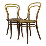 Two chairs No. 14, circa 1890 by Fuchs and Freud Bielitz, original patina