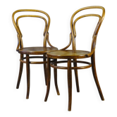 Two chairs No. 14, circa 1890 by Fuchs and Freud Bielitz, original patina