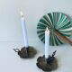Pair of brass clover candlesticks