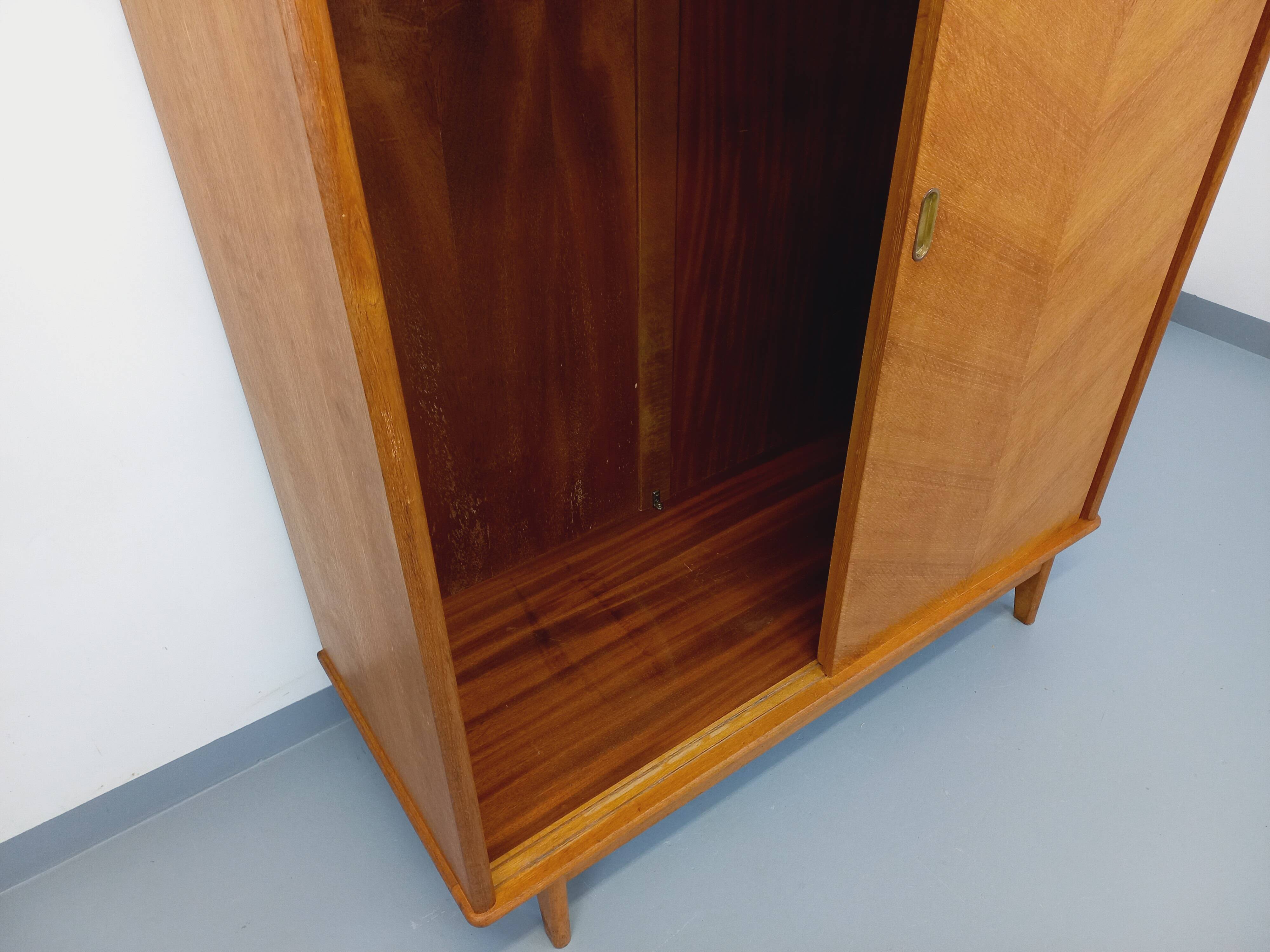 Vintage oak wardrobe from the 1960s.