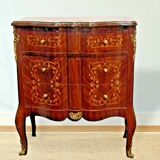 Louis XV style chest of drawers in beech wood and bronze with three drawers