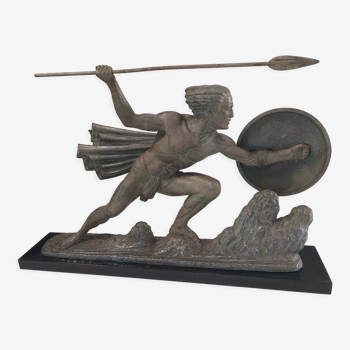 Sculture Art Deco Warrior with the Spear and Shield 1930