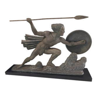 Sculture Art Deco Warrior with the Spear and Shield 1930