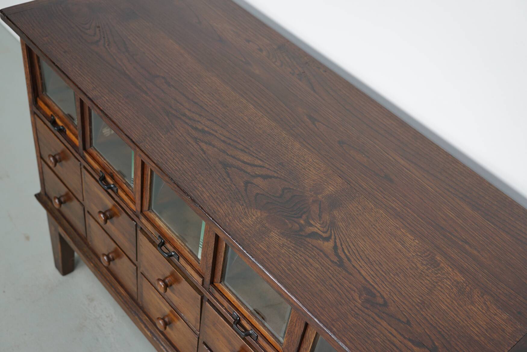 Antique German Oak Haberdashery Shop Cabinet, 1920/30s