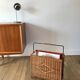 large wicker / rattan and black iron magazine rack from the 70s