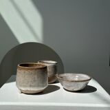 Meeting of three ceramic pieces: ice cup, small cup and small cup