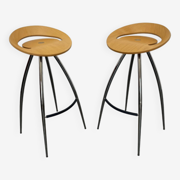 Pair of vintage bar stools, Lyra design by Mira Design Group Italia for Magis