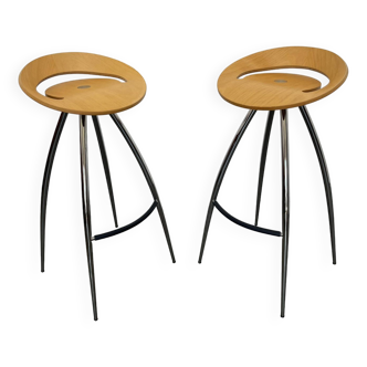 Pair of vintage bar stools, Lyra design by Mira Design Group Italia for Magis