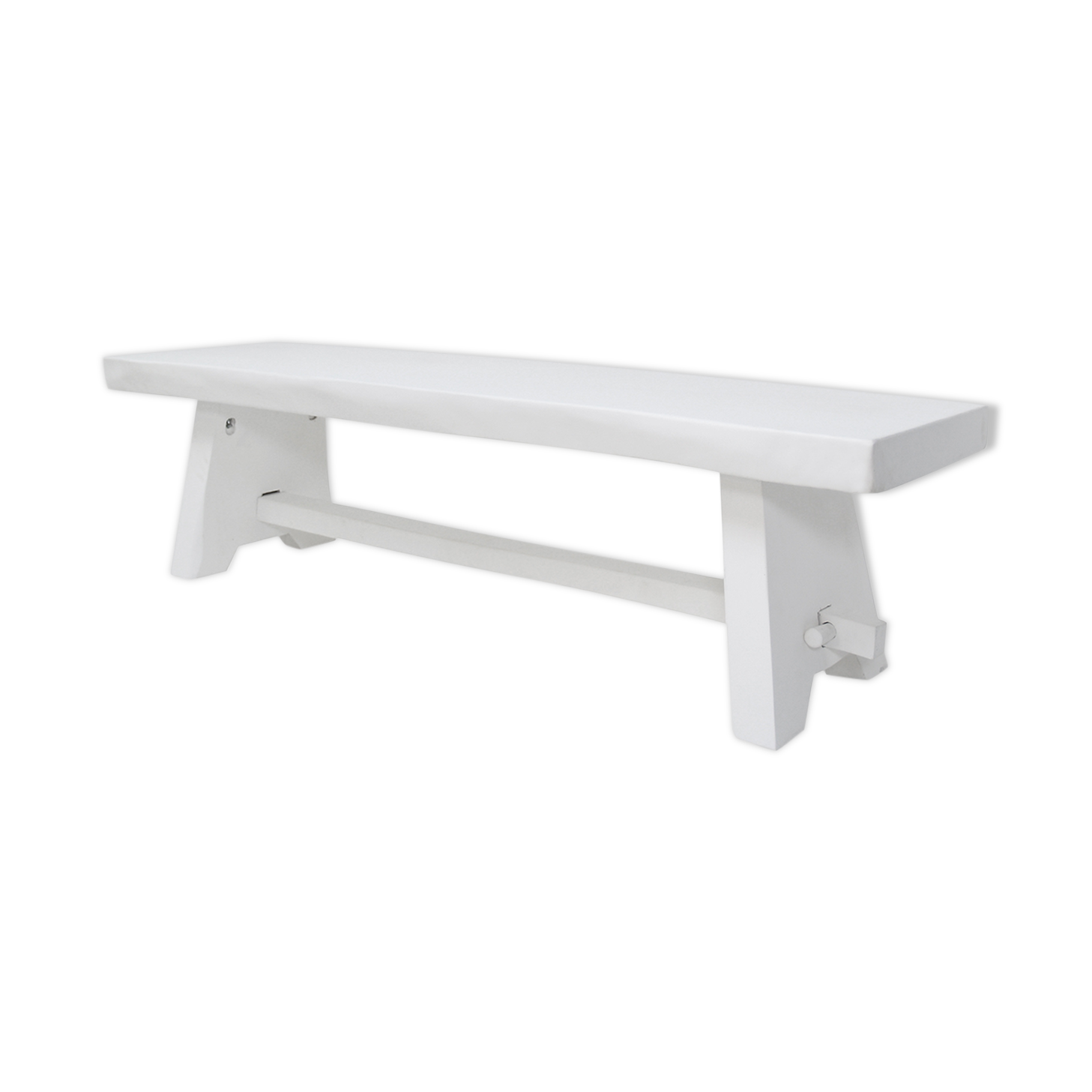 White tinted solid wood bench