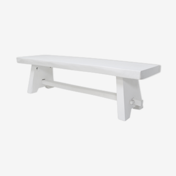 Banc bois massif teinté blanc