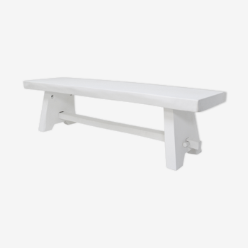 White tinted solid wood bench