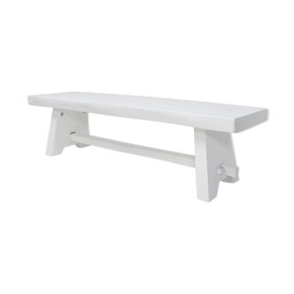 White tinted solid wood bench