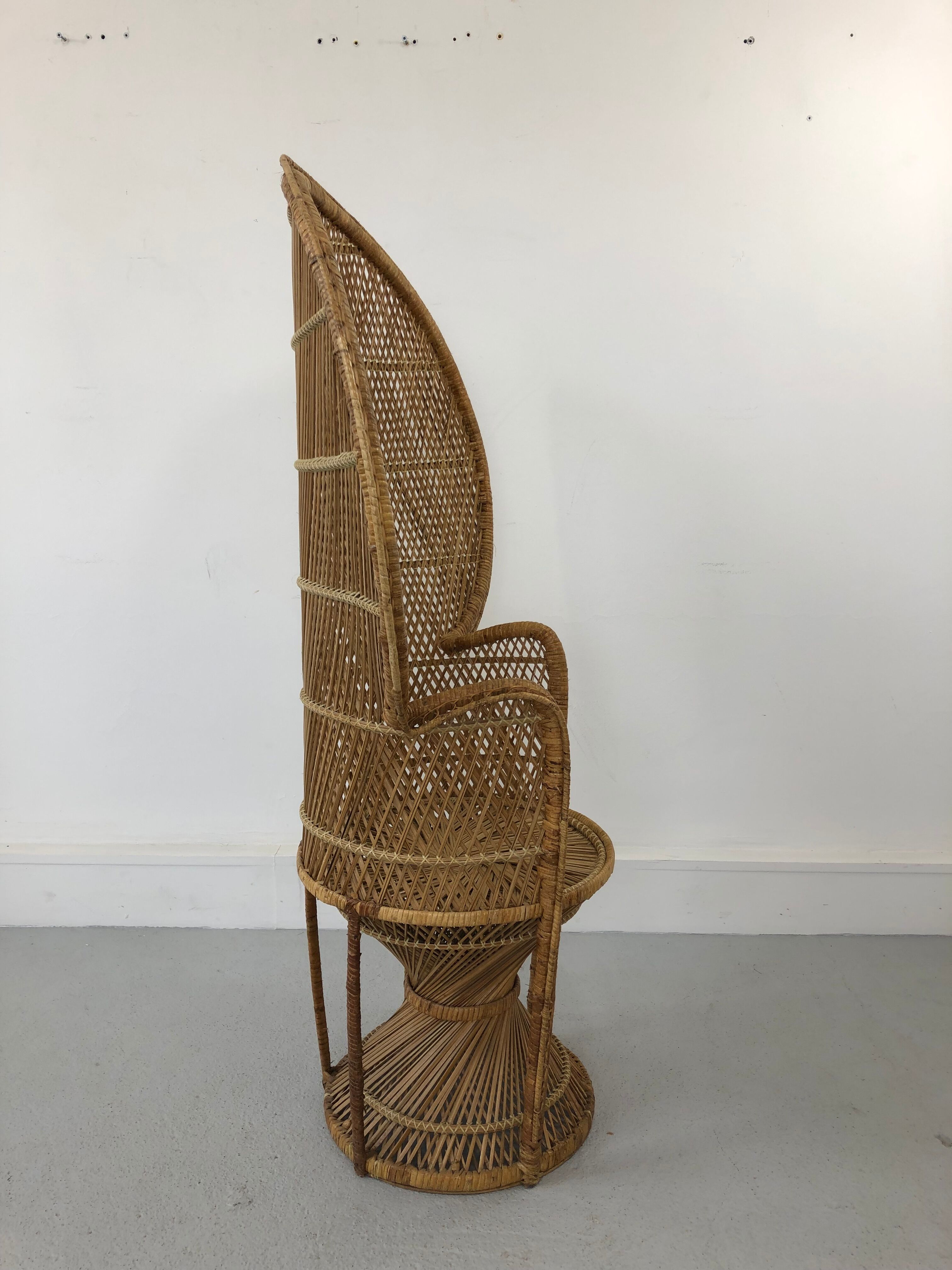 Vintage rattan and wicker peacock chair