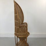 Vintage rattan and wicker peacock chair