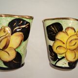 Pair vases vallauris multicolored flowers