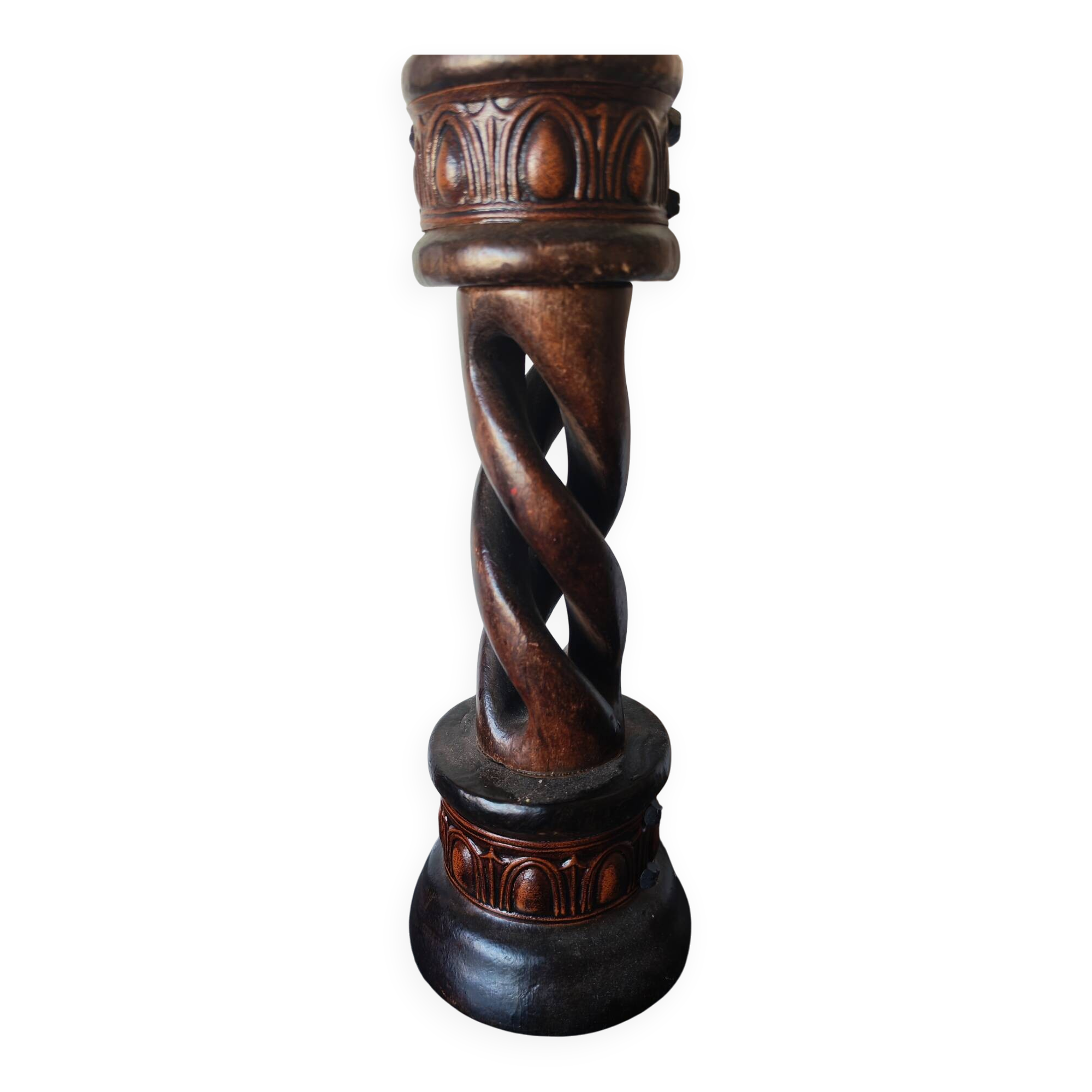 Vintage twisted wooden candlestick