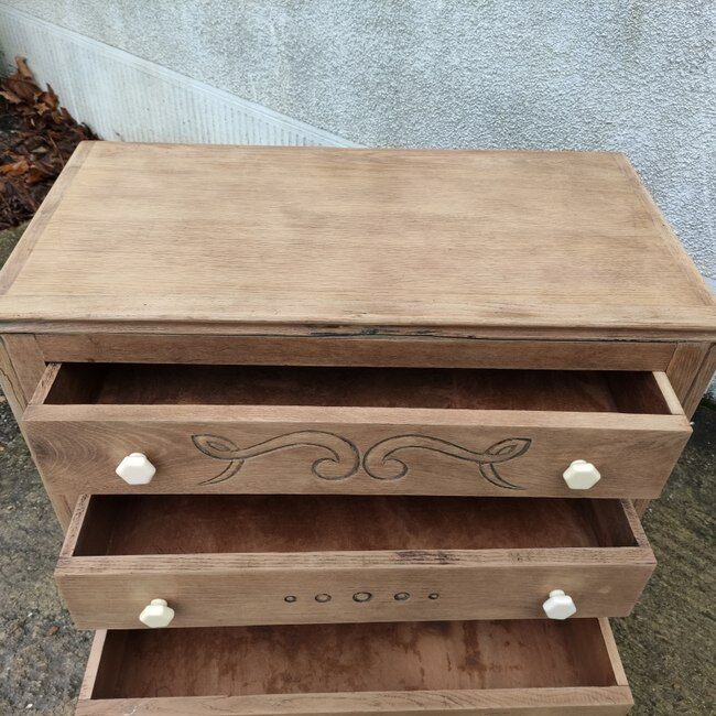 Commode art déco en bois naturel