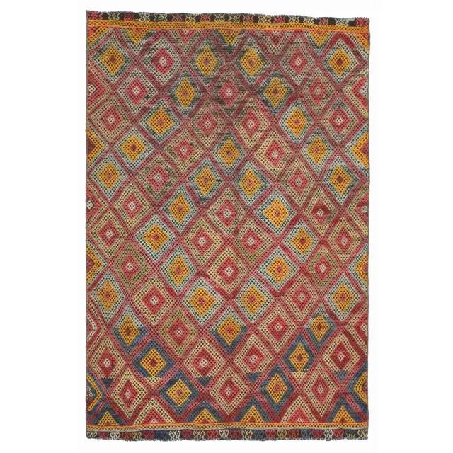 Vintage Turkish Oushak Handmade Wool Cotton Orange Area Rug 150x230