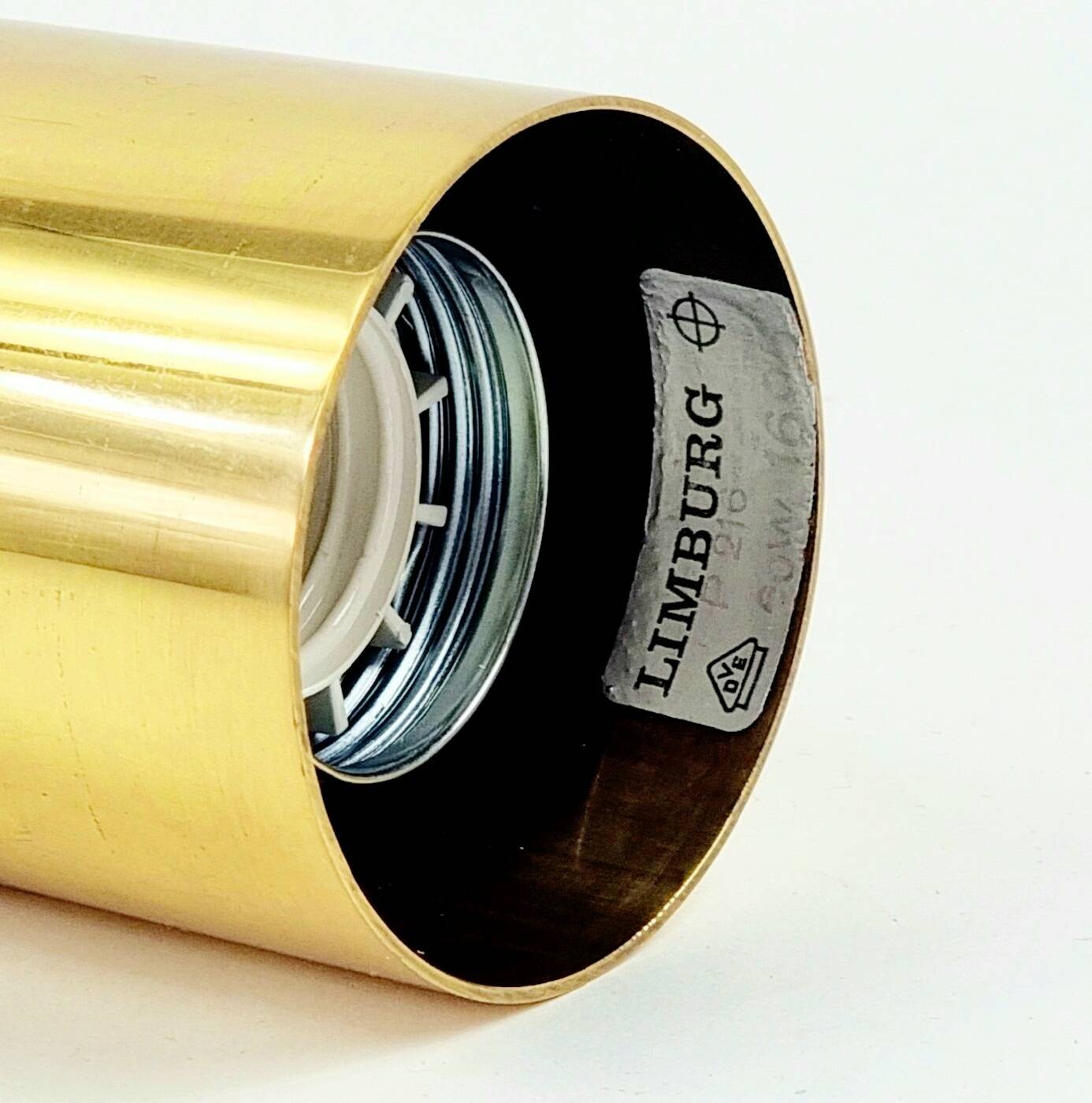 Mid-Century Glass & Brass Pendant Light from Limburg, Germany, 1960s/1970s