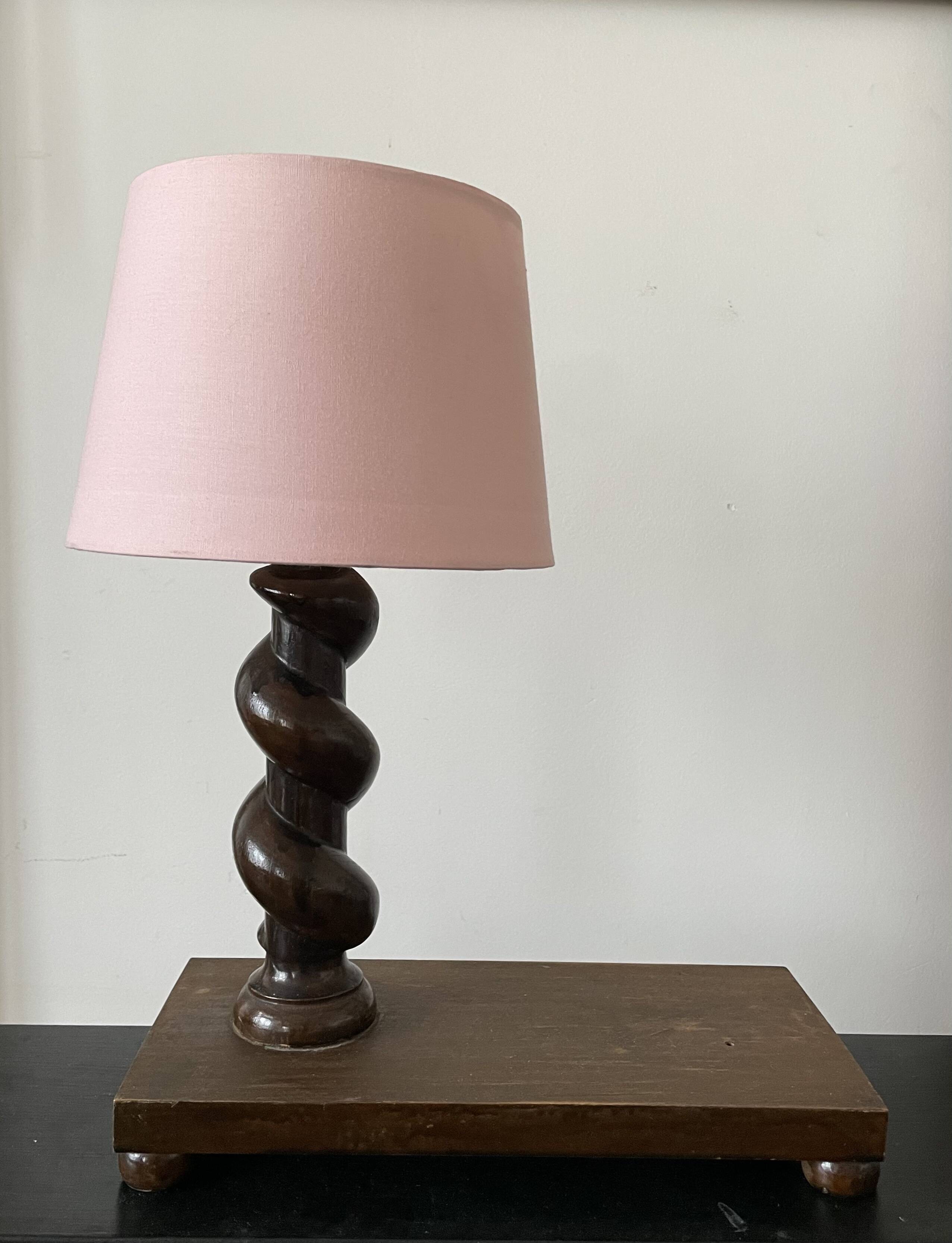 Old wooden table lamp