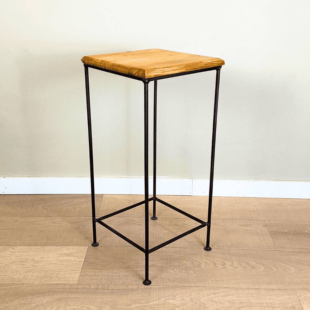 Industrial iron and wood side table