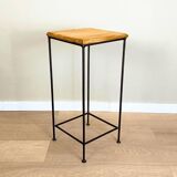 Industrial iron and wood side table