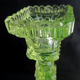 2 old yellow uraline glass candle holders signed portieux