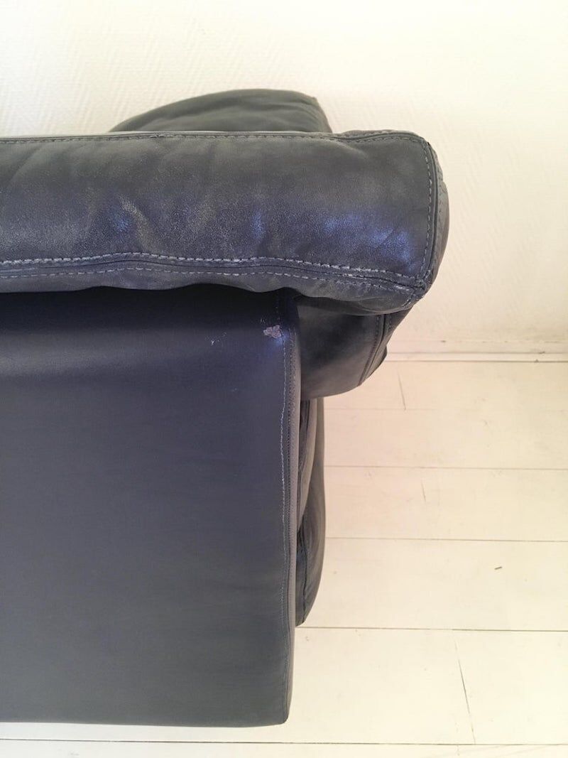 Durlet, Blue Leather Sofa, Model Cornelius, 1980s