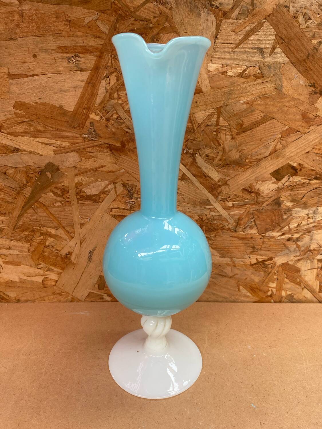 Antique blue & white opaline pitcher ewer vintage