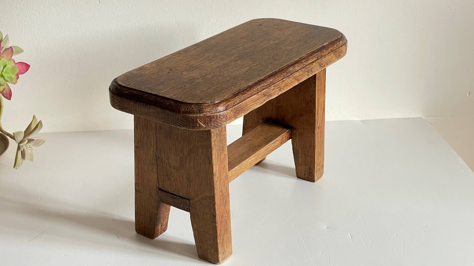 Vintage solid oak stool