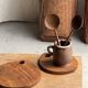 Average circular teak monoxyle chopping board with handle 26 x 18.