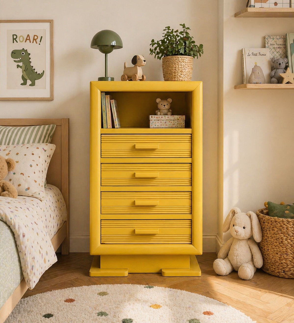 Chiffonnier art déco ocre jaune