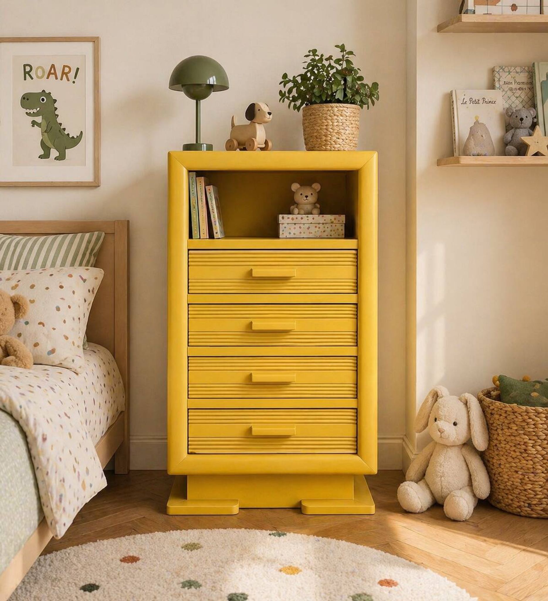 Ochre yellow Art Deco chest of drawers