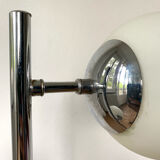 Vintage floor lamp has two opaque glass spheres