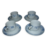 4 cups and sub-cups ceramic white and blue