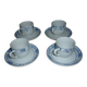 4 cups and sub-cups ceramic white and blue