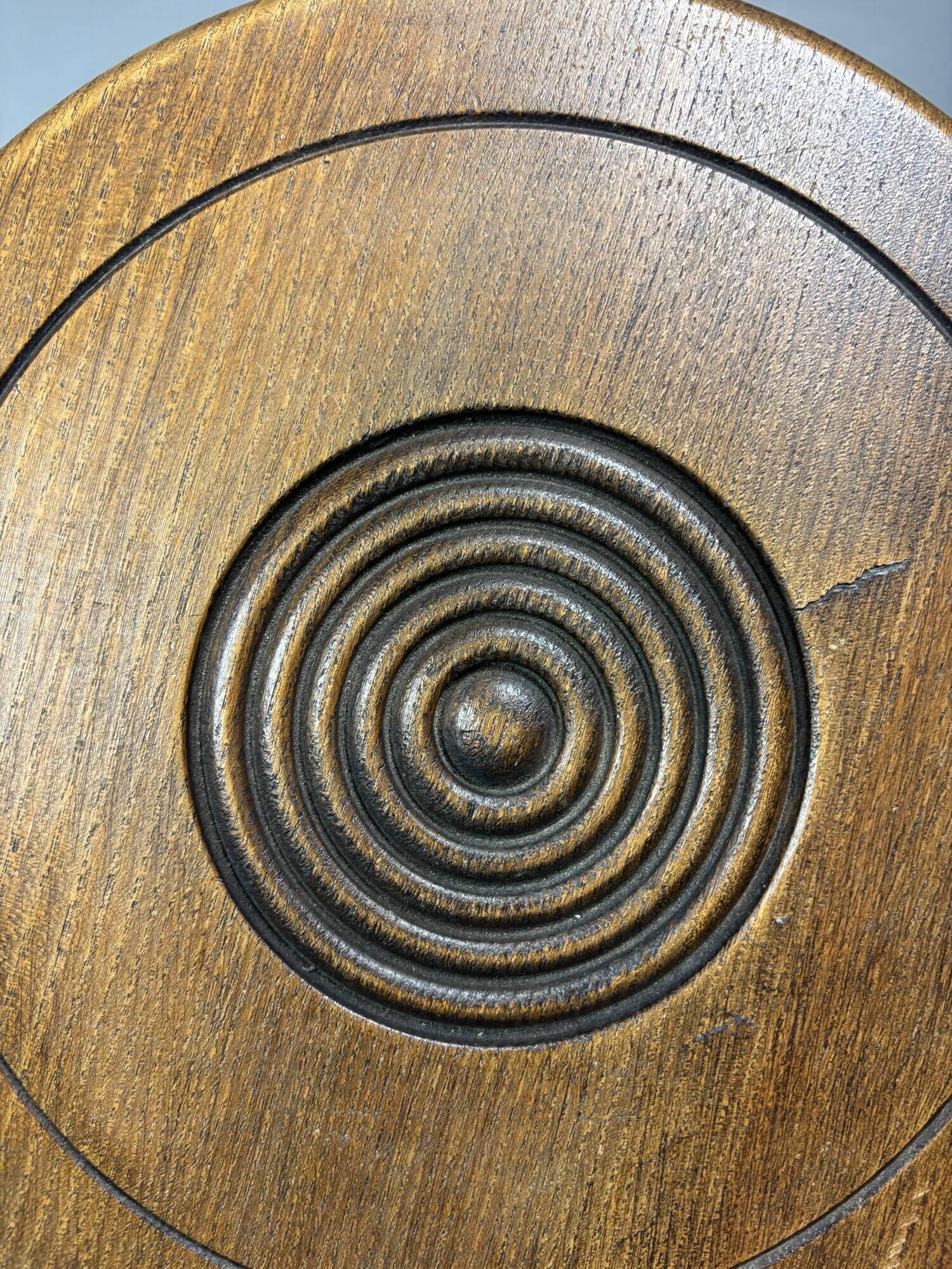 Midcentury bobbin wood turned stool, Charles Dudouyt style, France, 1950s