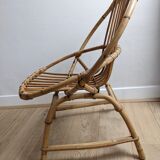 Fauteuil coquille pour enfant vintage rotin