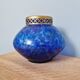 Vase Pique-fleurs Art Déco en verre moucheté bleu