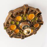 Sputnik wall lamp in brown and orange ceramic, Germany, 1970s.