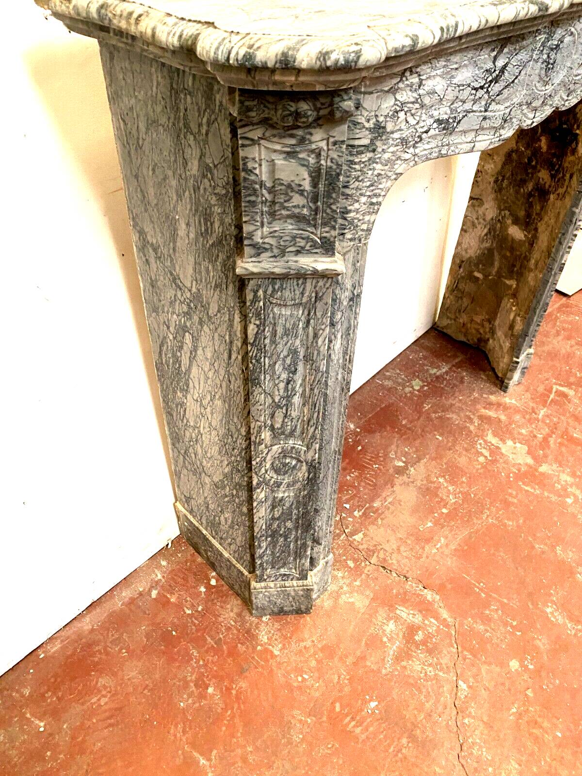 Louis XV style fireplace Model Pompadour Blue marble Turquin XX century